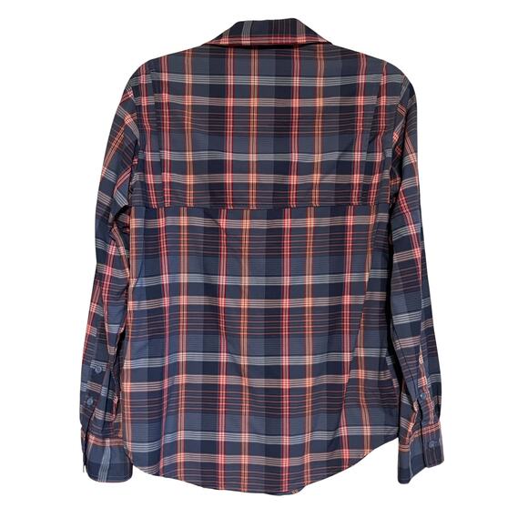 Columbia Nylon Plaid Long Sleeve Button Down Shirt Blue Gray Red Size XS - Picture 5 of 8